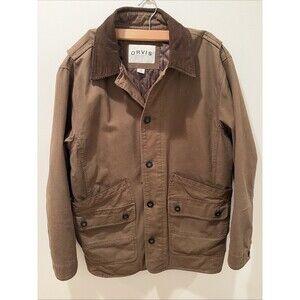 Orvis Jacket Mens Medium Brown Quilted Lined Chore Corduroy Collar Field Coat